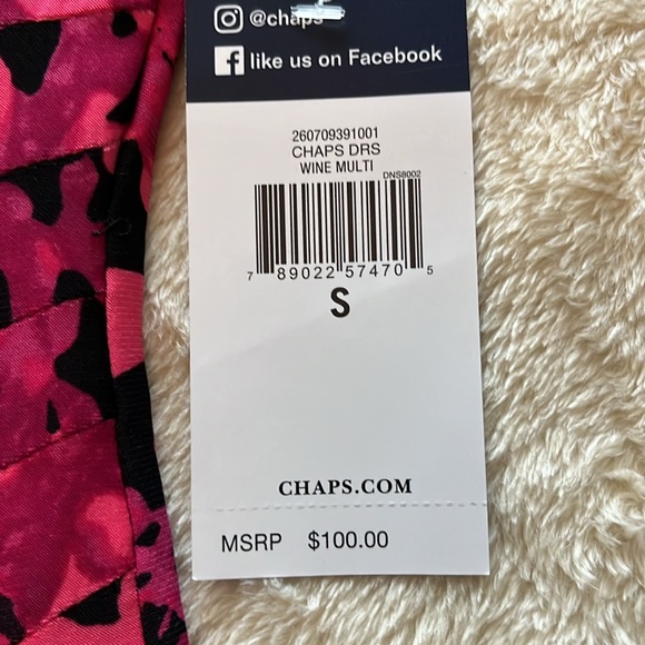 Chaps- Stunning sleeveless black and hot pink floral dress- women's small NWT - Picture 5 of 11